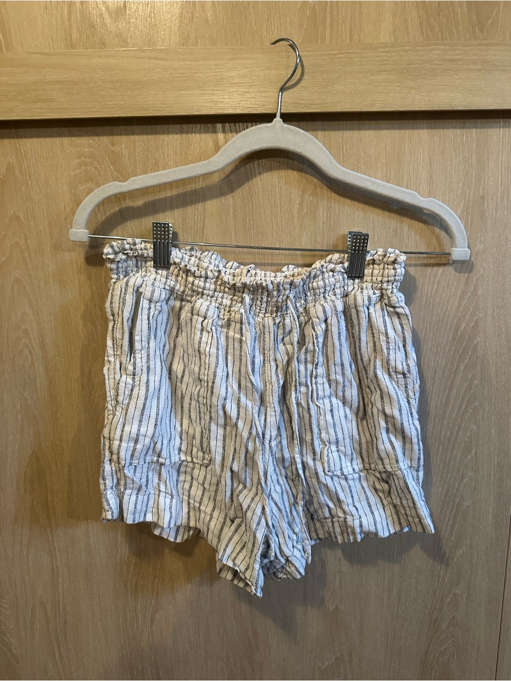 Time and Tru Striped High-Waist Shorts - White & Black
